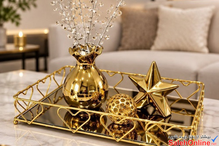 سینی کف آینه ای طرح قلب